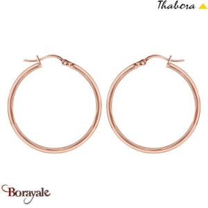 Boucles d'oreilles Thabora créoles simples fils ronds, 30 mm rose doré T114973D