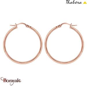 Boucles d'oreilles THABORA créoles simples fils ronds, 30 mm acier rose doré