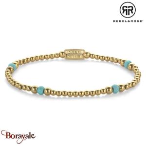 Bracelet Rebel & Rose Mix Turquoise - 4mm - Plaqué or jaune 18 ct S, Femme RR-40