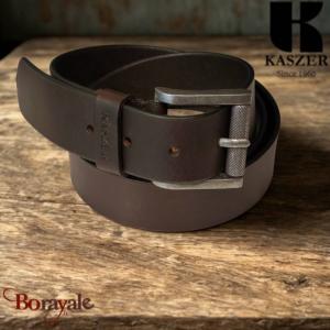 Ceinture Kaszer Indiana en cuir de buffle pleine fleur marron foncé