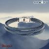 Bracelet Apollon acier et cuir italien bleu Homme  HC-302