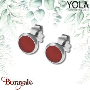 Boucles d'oreilles Yola Nature Cabochon Acier poli IH-520