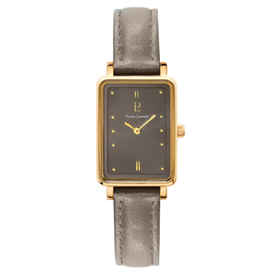 Montre PIERRE LANNIER Collection ARIANE Doré Cadran Gris Bracelet Cuir Gris Quar