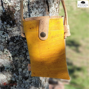 Pochette téléphone 10 cm en liège , série: Exclusive, Montado jaune et naturel