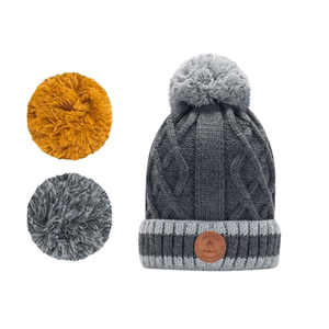 Bonnet + 3 pompons CABAIA Appletini avec polaire nouveau gris