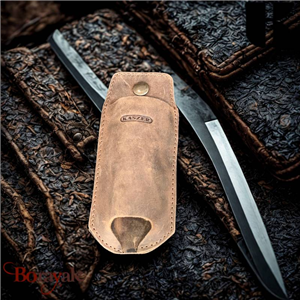 Étui à couteau KASZER Oregon en cuir de vachette pleine fleur marron naturel fon