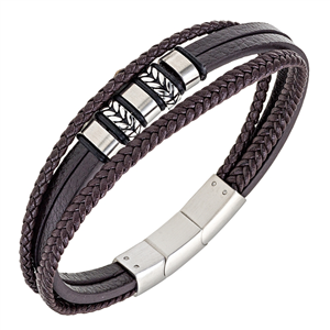 Bracelet All Blacks bijoux Homme acier et cuir 682341
