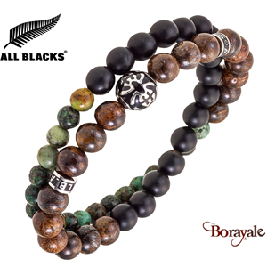 Bracelet All Blacks bijoux Homme double tours perles  682369