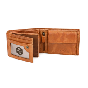 Portefeuille Bear Design en Cuir de vachette lavé Cognac Collection : Lavato
