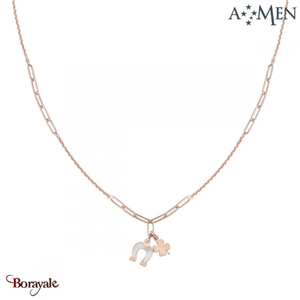 Collier Collection : Porte Bonheur, Argent Rose Amen Bijoux CLMPFCRB