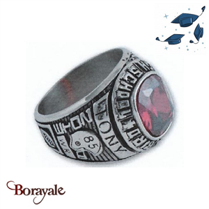 Bague universitaire américaine Lloyd C. Bird High School Rouge en acier inoxydab