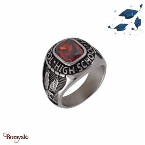 Bague Carbo Compagnie High school rouge acier DB1470-1-58
