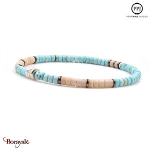 Howlite bleue - Fossile: Bracelet Heishi PPJ Taille XL