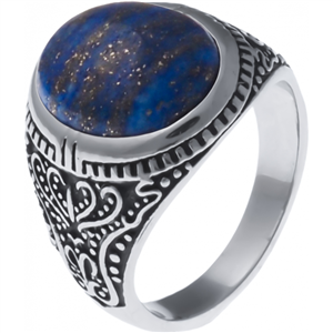 Chevalière Apollon acier et lapis lazuli Homme  IH-112-60