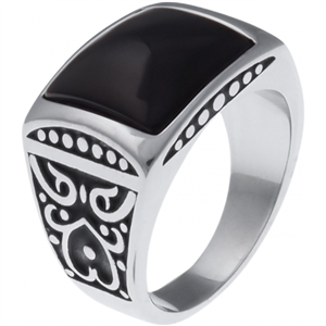 Chevalière Apollon acier et onyx Homme  IH-120-62