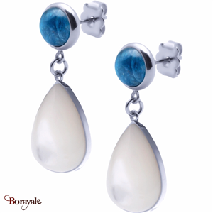 Boucles d'oreilles Apatite et nacre, Collection: Goutte YOLA