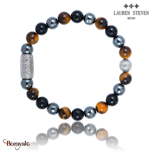 Bracelet Prosperite Lauren Steven Agathe Noire  Perles de 08 mm Taille L 20,5 cm