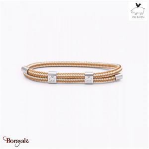 Bracelet PIG & HEN Little Lewis DBL Blanc-Gris Acier Taille : M (18-19cm)