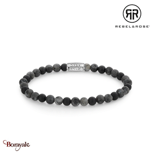 Bracelet Rebel & Rose 6 mm Onyx Mat, Larkivite gris et Larkivite mat