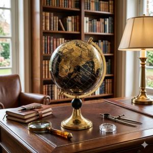 Map Monde Philéas 34 cm Noir et Or - Home Edelweiss JD840
