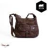 Sac bandoulière Bear Design en Cuir de vachette lavé Brun Collection : Lavato