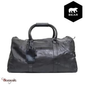 Sac voyages - sports Bear Design en Cuir de vachette lavé Noir