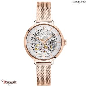 Montre PIERRE LANNIER Collection AUTOMATIQUE doré rose milanais Femme