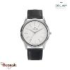 Montre Homme Orlam Eternite cadran blanc bracelet cuir noir étanche 10 ATM ORSSL