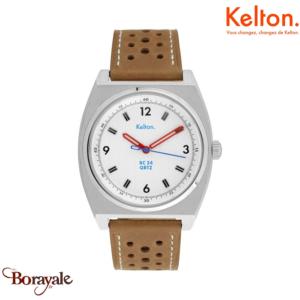 Montre KELTON RC 24 Blanche – bracelet marron quartz Homme 9124852