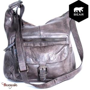 Sac bandoulière Bear Design en Cuir de vachette lavé Noir