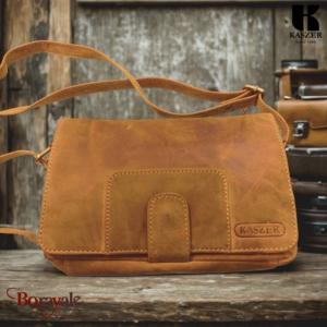 Sac bandoulière KASZER collection Wyoming brun naturel moyen 20626-C6