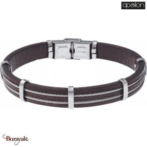 Bracelet Acier et cuir italien marron, Collection: homme APOLLON