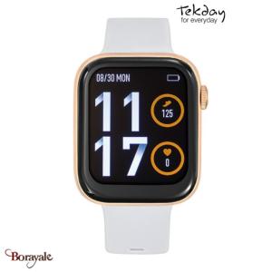Montre TEKDAY connectée Mixte / unisexe  boîtier rose doré, silicone blanc