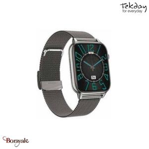Montre TEKDAY connectée Mixte / unisexe  boîtier noir, acier milanais noir