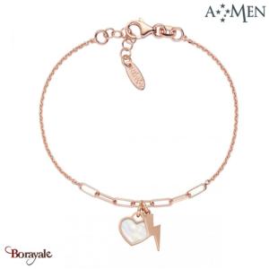 Bracelet Collection : Nacre, Argent Rose Amen Bijoux BRMPCURB