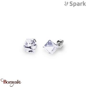 Boucles d'oreilles SPARK With EUROPEAN CRYSTALS : Cubes medium 8 mm - Cristal b