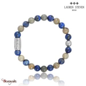 Bracelet Lauren Steven Prospérité Pierre Feuille D'Argent et Lapis Lazuli LSB08M