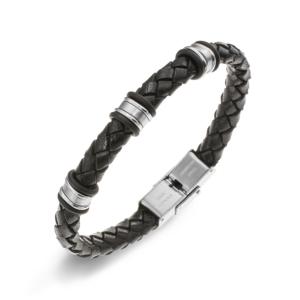 Bracelet All Blacks bijoux Homme acier et cuir 682017