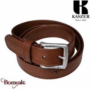Ceinture Kaszer Indiana en cuir de buffle pleine fleur marron foncé lisse