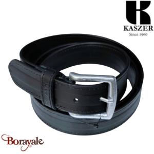 Ceinture Kaszer Indiana en cuir de buffle pleine fleur noir