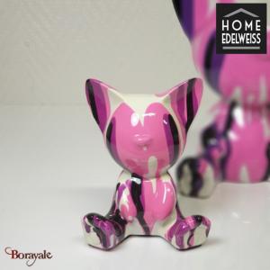 Chat Assis 11 cm Home Edelweiss collection : Gaston Rose et noir