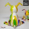 Chien assis 18 cm Home Edelweiss collection : Emotion Jaune, vert, rose