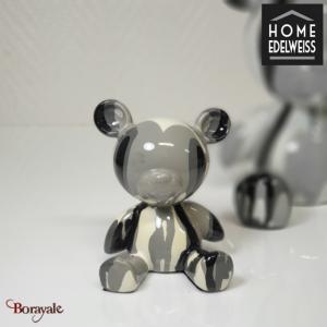 Ourson Coloré 11 cm Home Edelweiss collection : Emotion Noir, gris, blanc
