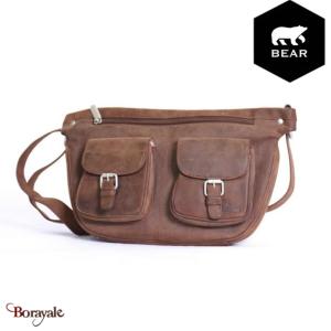 Sac bandoulière Bear Design en Cuir de vachette brut