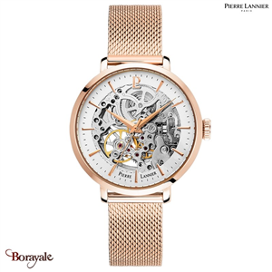 Montre PIERRE LANNIER Collection AUTOMATIQUE doré rose milanais Femme