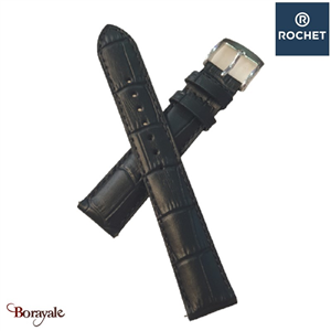 Bracelet de montre Rochet , Brooklyn de couleur : noir, 22 mm
