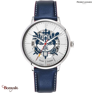 Montre PIERRE LANNIER Collection ÉLYSÉE automatique Cadran Argenté Bracelet Cuir