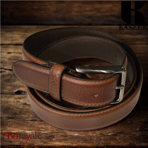 Ceinture KASZER Indiana en cuir de buffle pleine fleur marron moyen - 578604-C6