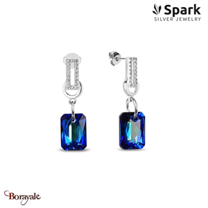 Boucles d'oreilles SPARK Silver Jewelry : Octagon - Bleu bermude