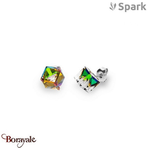 Boucles d'oreilles SPARK With EUROPEAN CRYSTALS  : Cubes medium 8 mm - Vitrail m